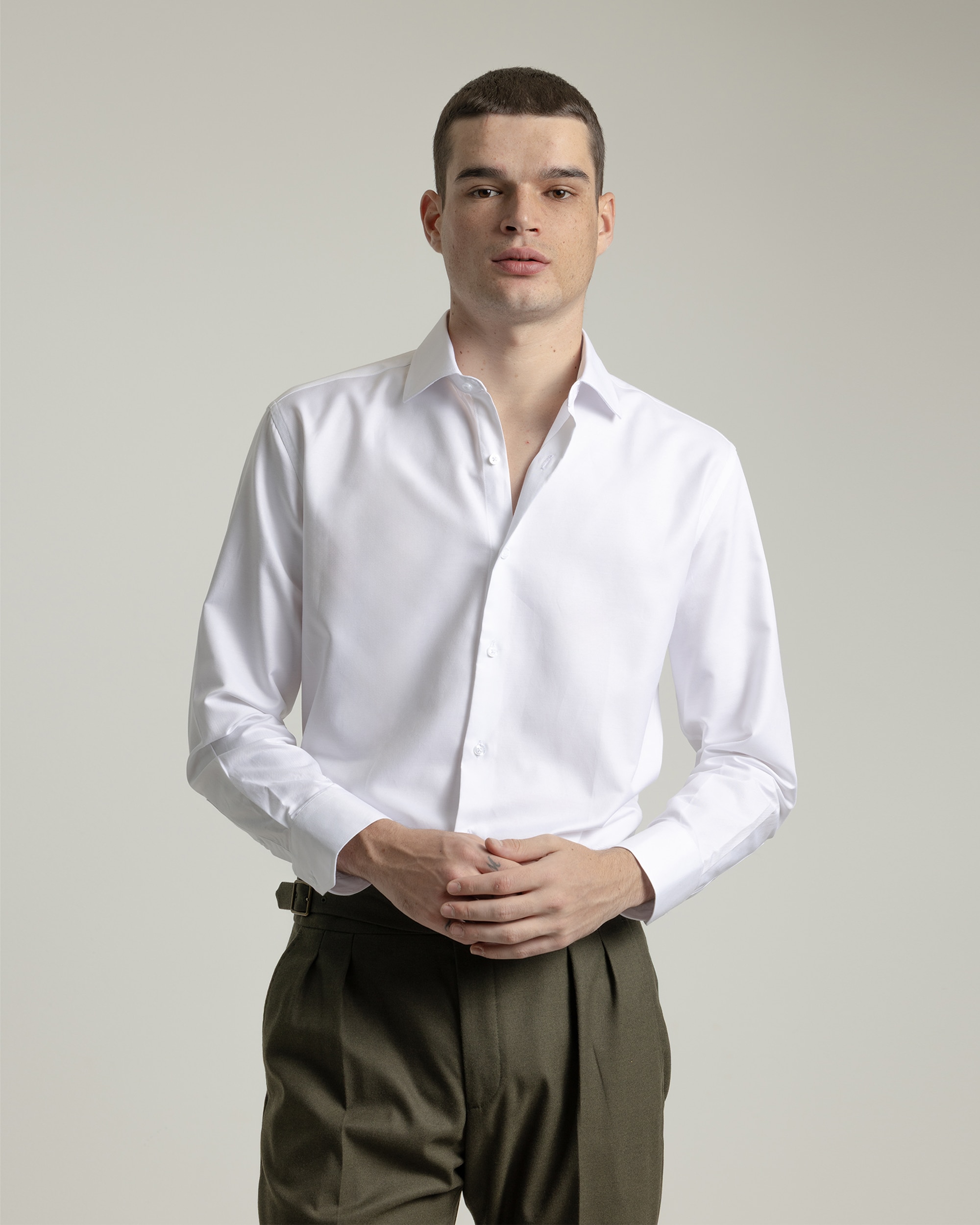 Camisa vestir twill de hombre regular fit - PuroEgo - Blanca Blanca-1