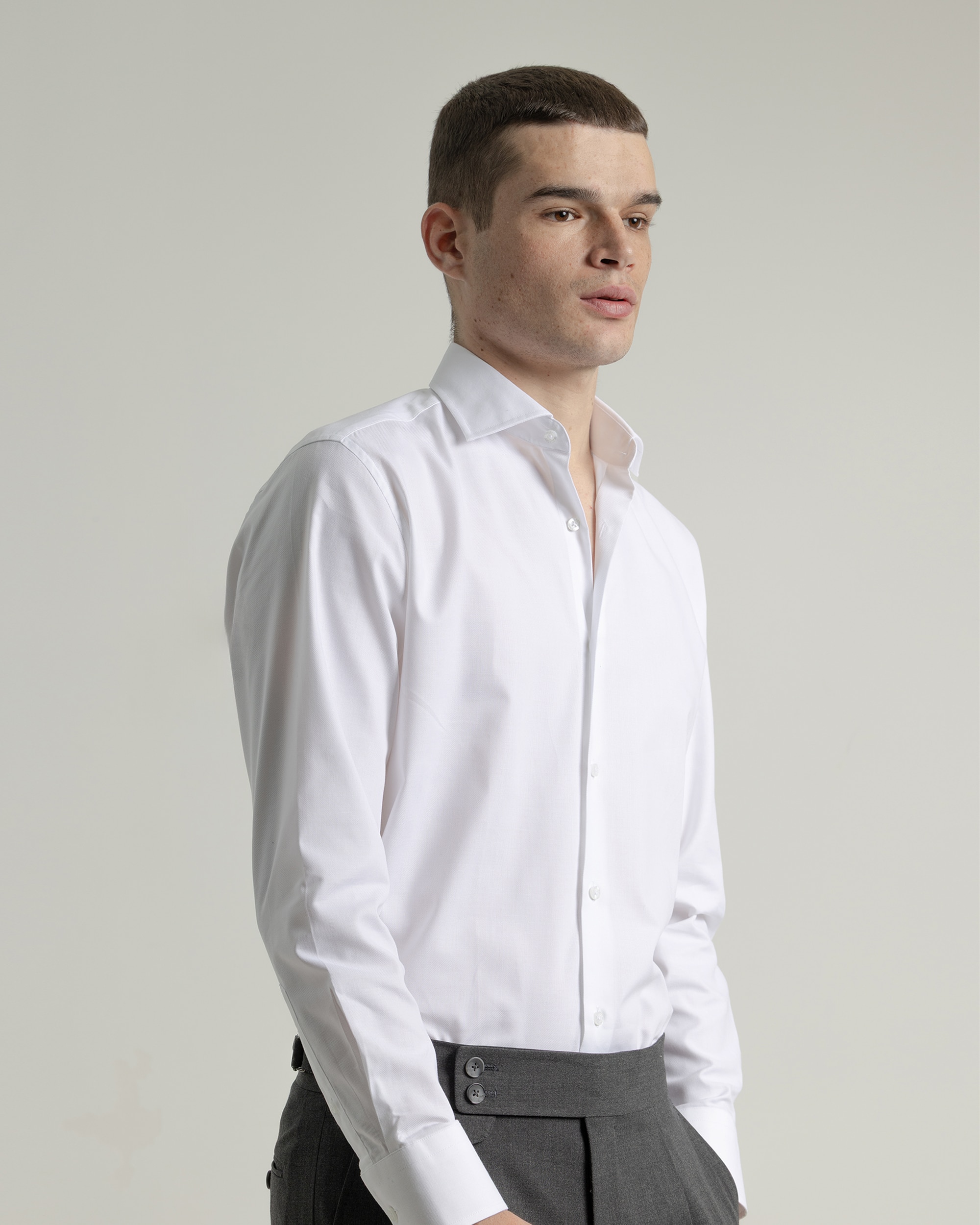 Camisa vestir lisa de hombre regular fit - PuroEgo - Blanca Blanca-2