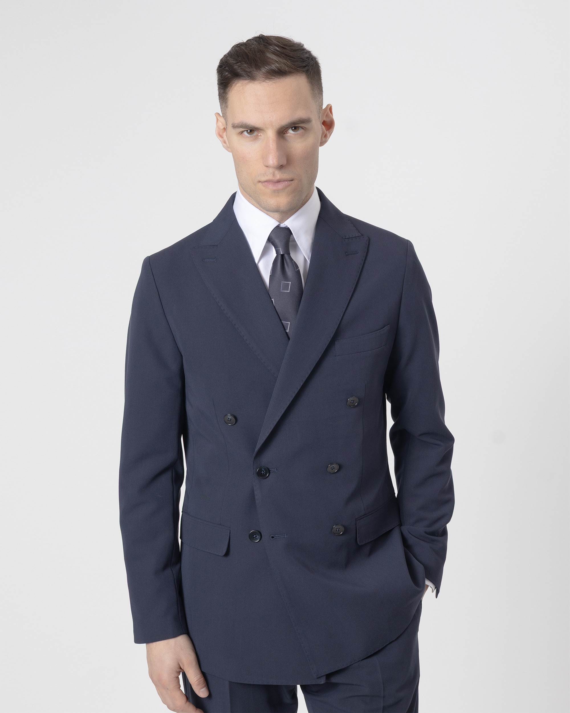 Americana vestir cruzada non iron de hombre slim fit - PuroEgo - Azul marino Azul marino-2