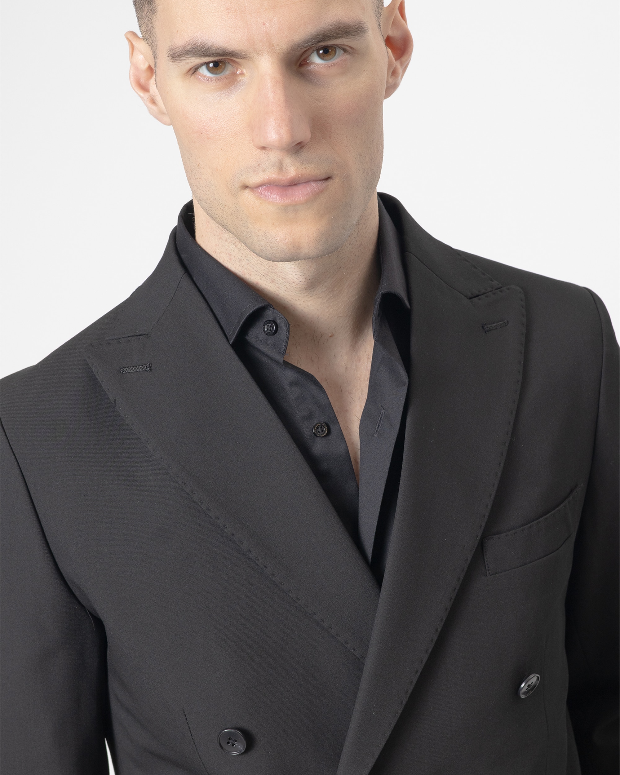 Americana vestir cruzada non iron de hombre slim fit - PuroEgo - Negro Negro-3