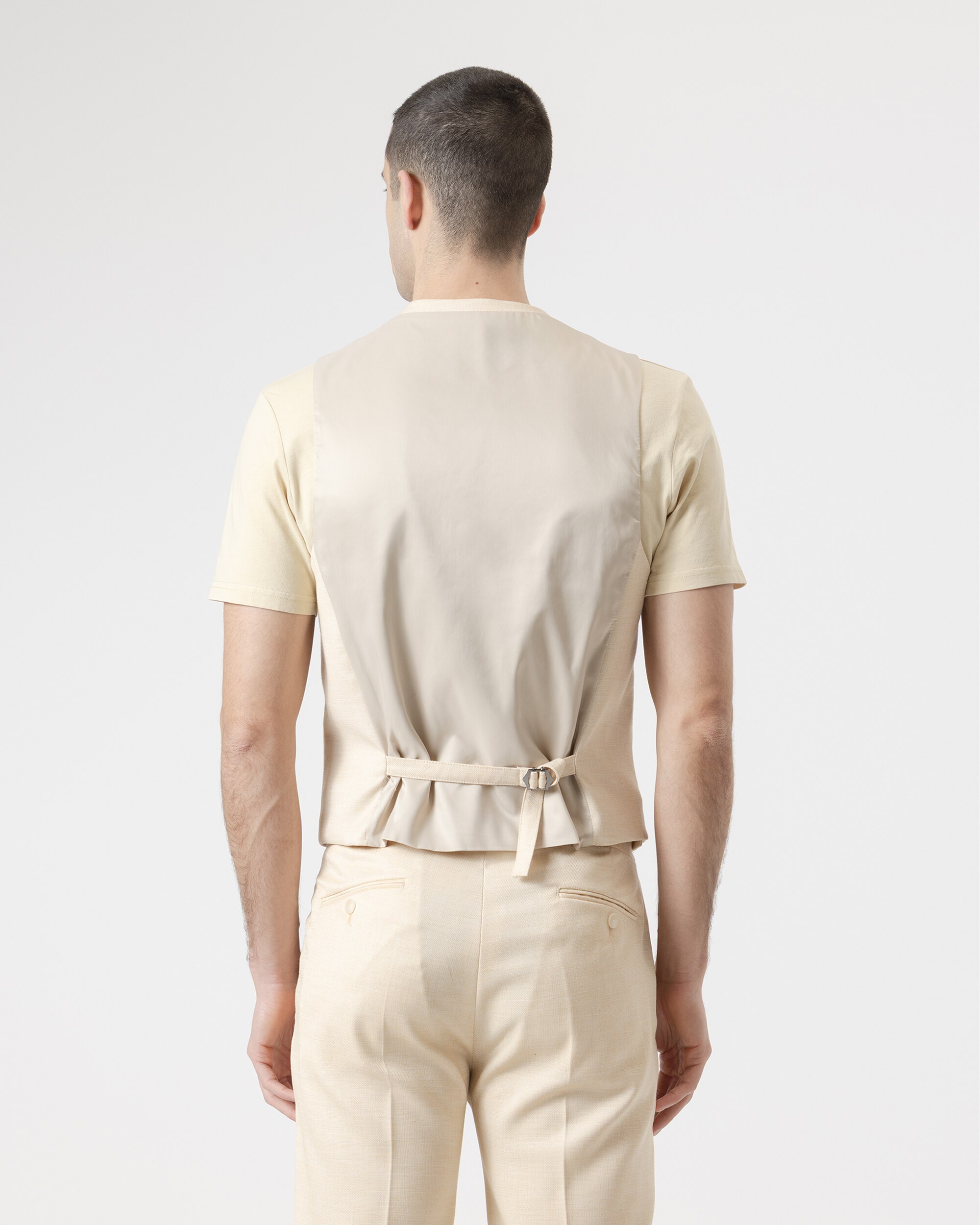 Chaleco cruzado vestir slim fit de hombre - PuroEgo - Crema Crema-4