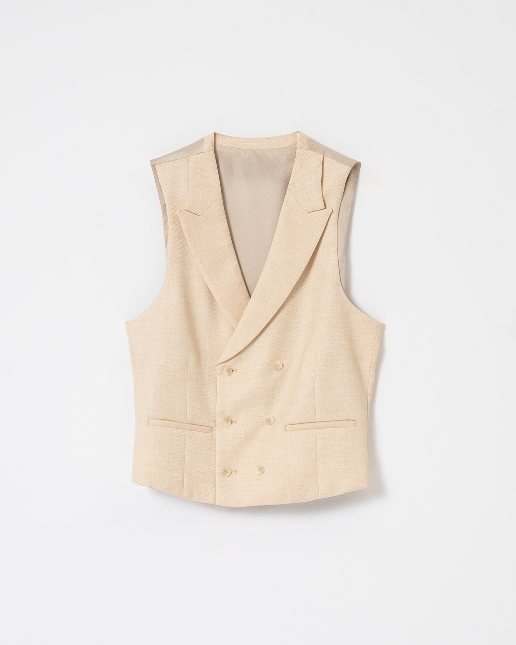 Chaleco cruzado vestir slim fit de hombre - PuroEgo - Crema Crema-5