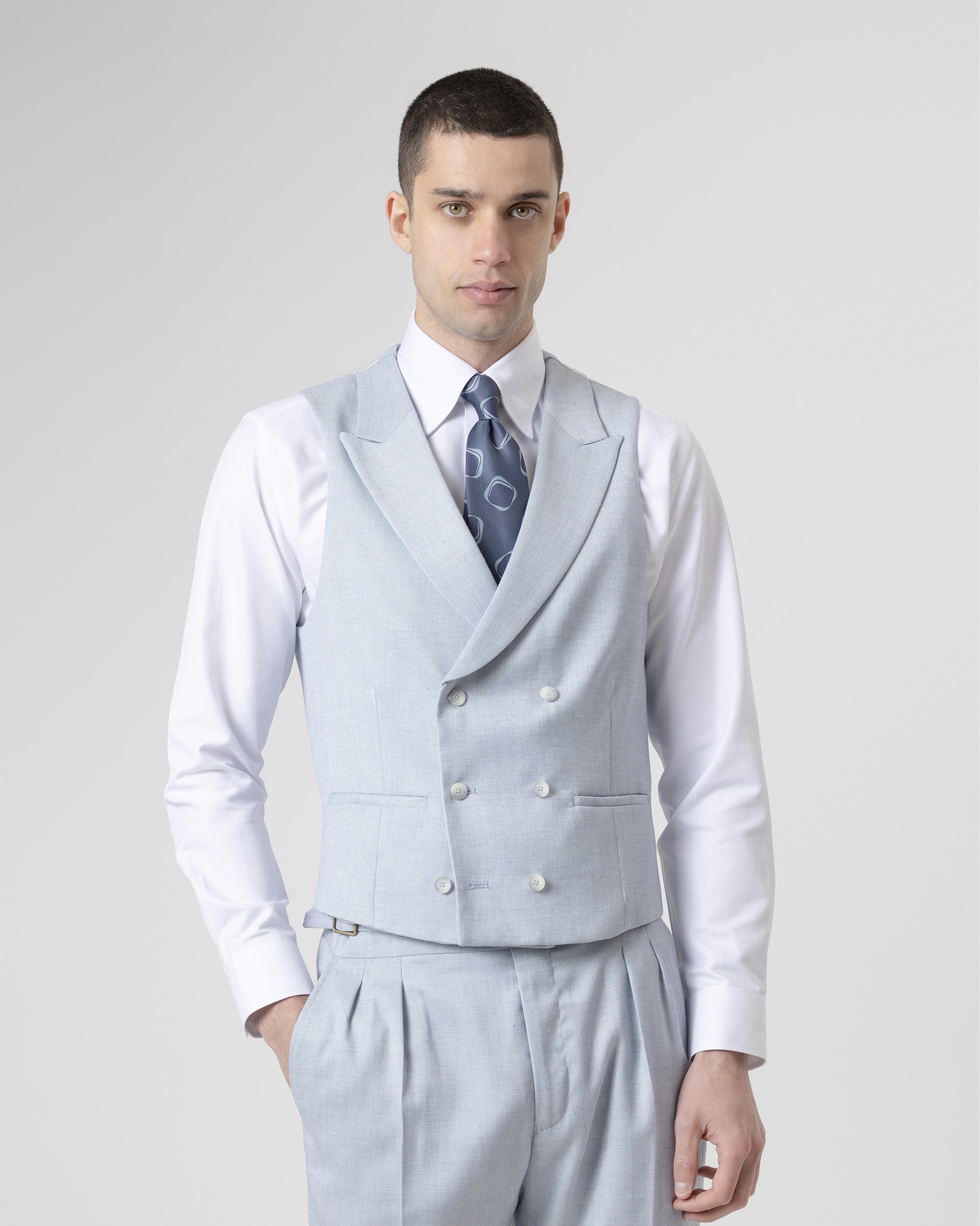 Imagen 0 de Chaleco cruzado vestir slim fit de hombre Azul celeste