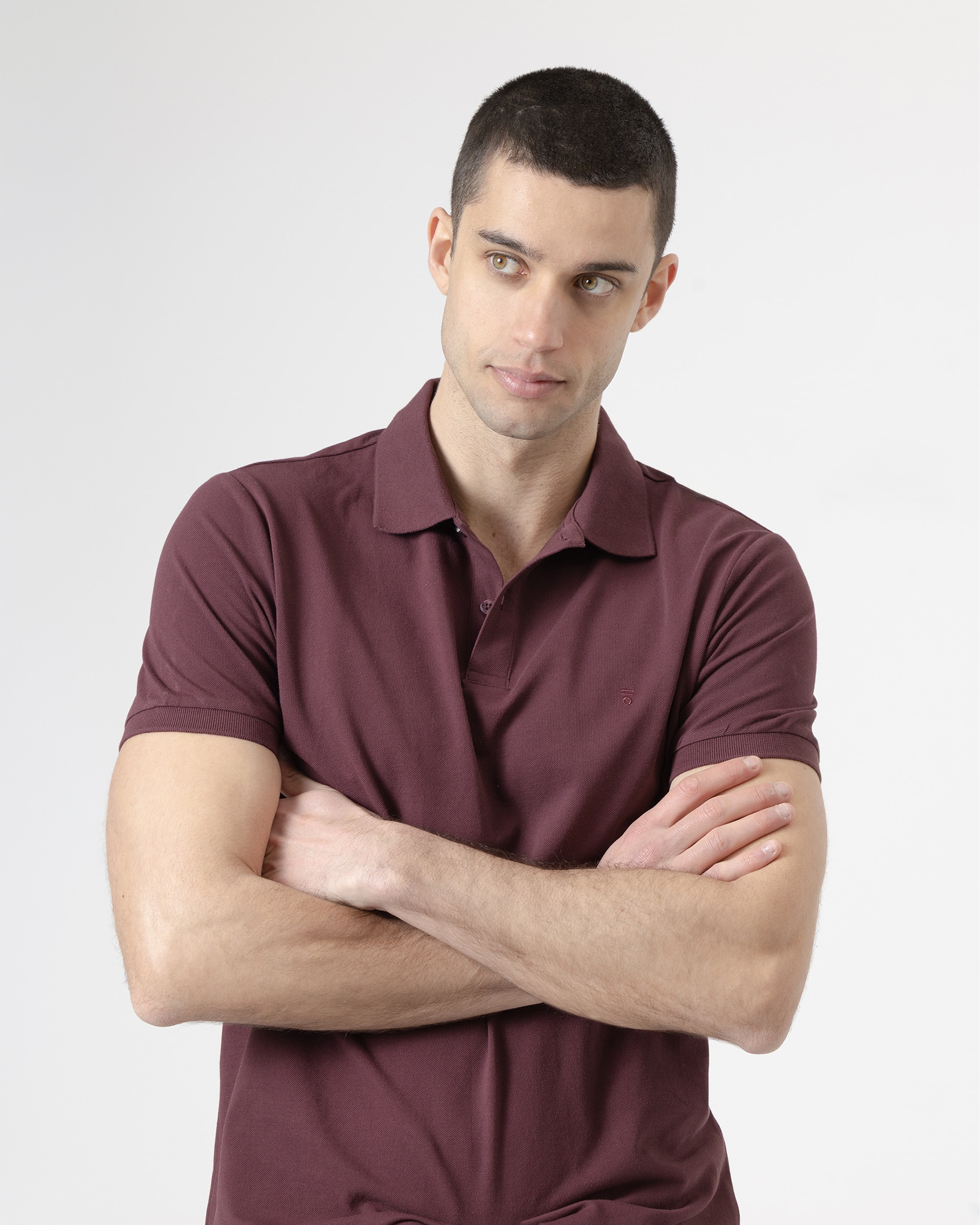 Polo básico piqué de hombre algodón slim fit - PuroEgo - Berenjena Berenjena-2
