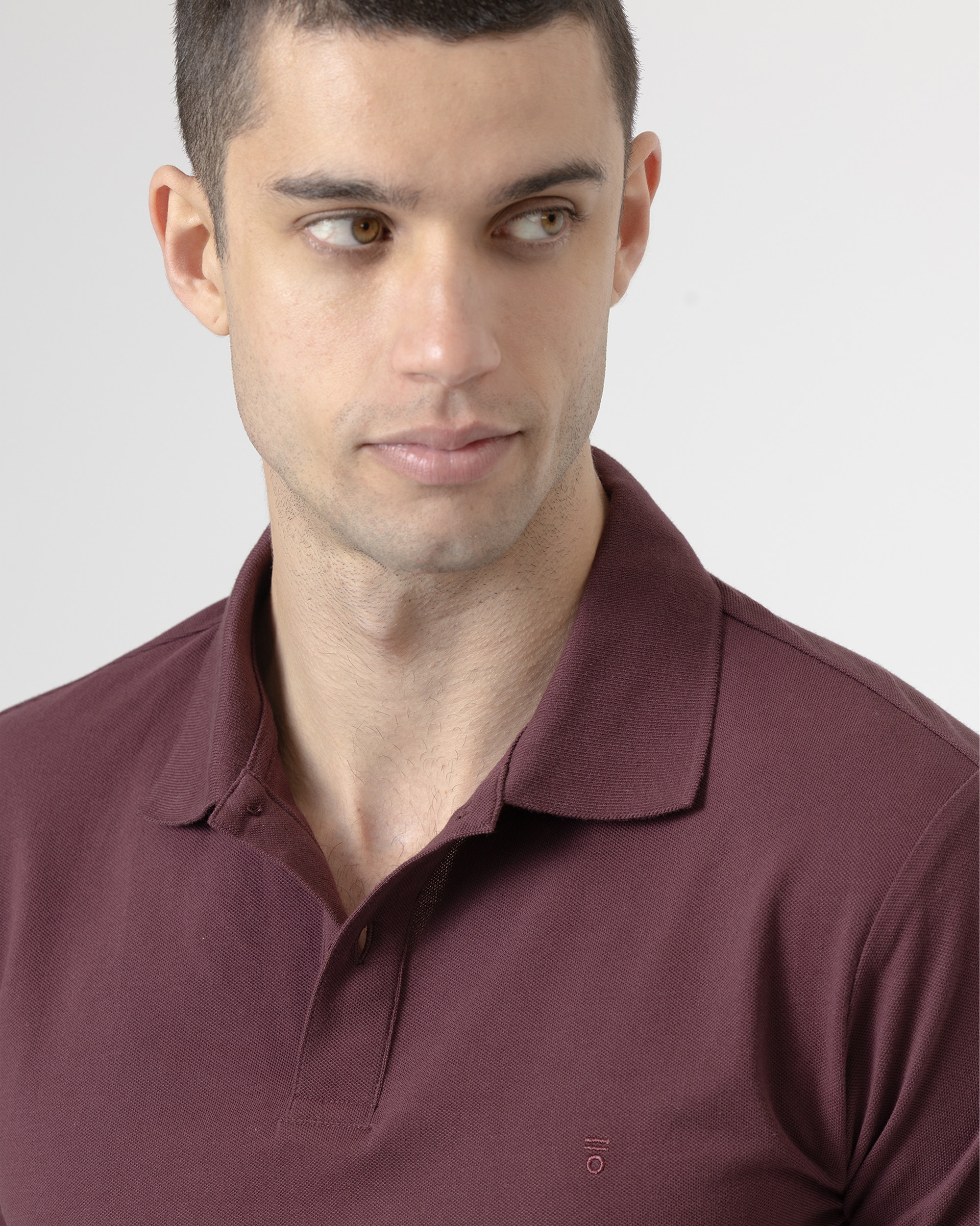 Polo básico piqué de hombre algodón slim fit - PuroEgo - Berenjena Berenjena-3