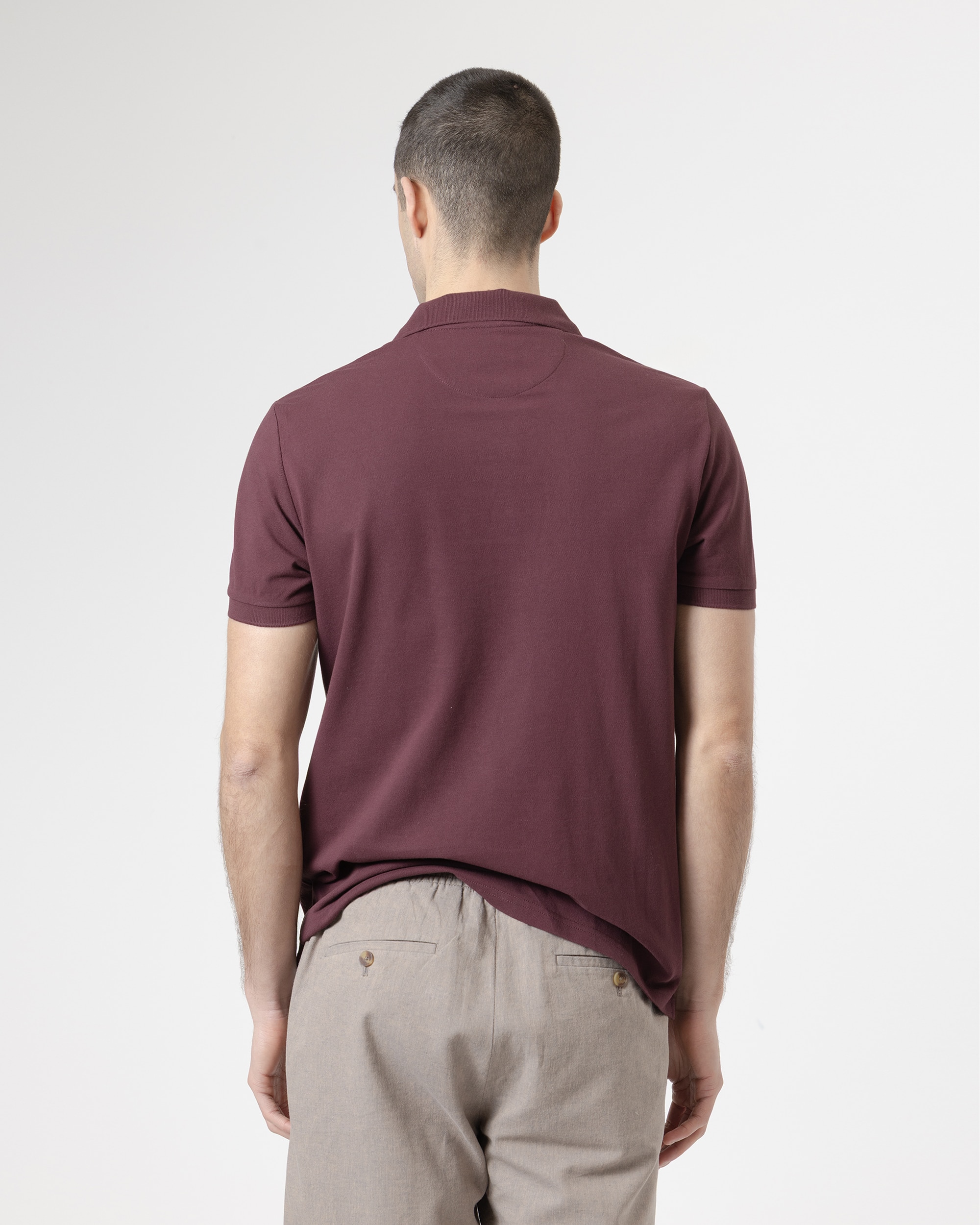 Polo básico piqué de hombre algodón slim fit - PuroEgo - Berenjena Berenjena-4