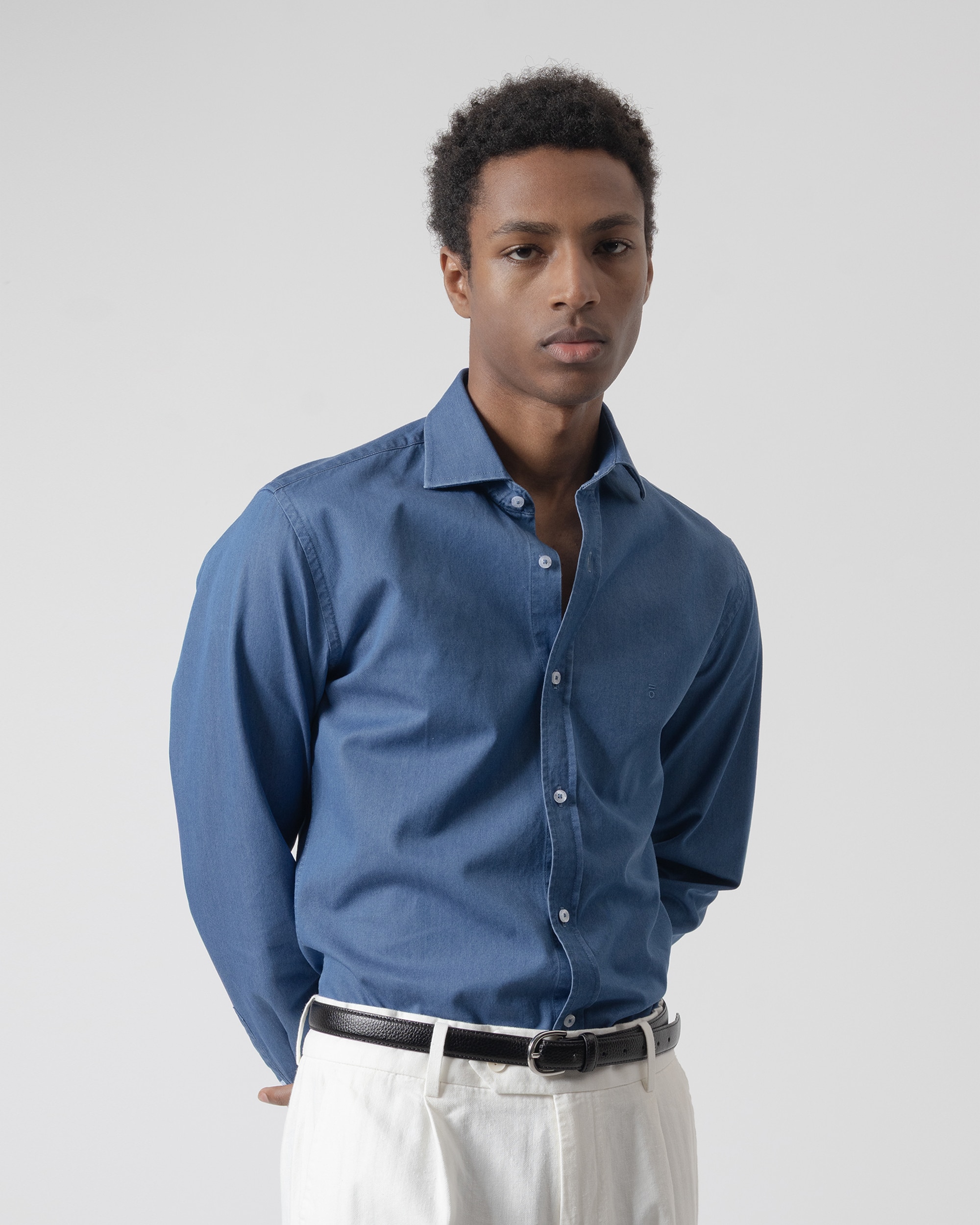 Camisa denim de hombre casual slim fit - PuroEgo - Azul denim Azul denim-1