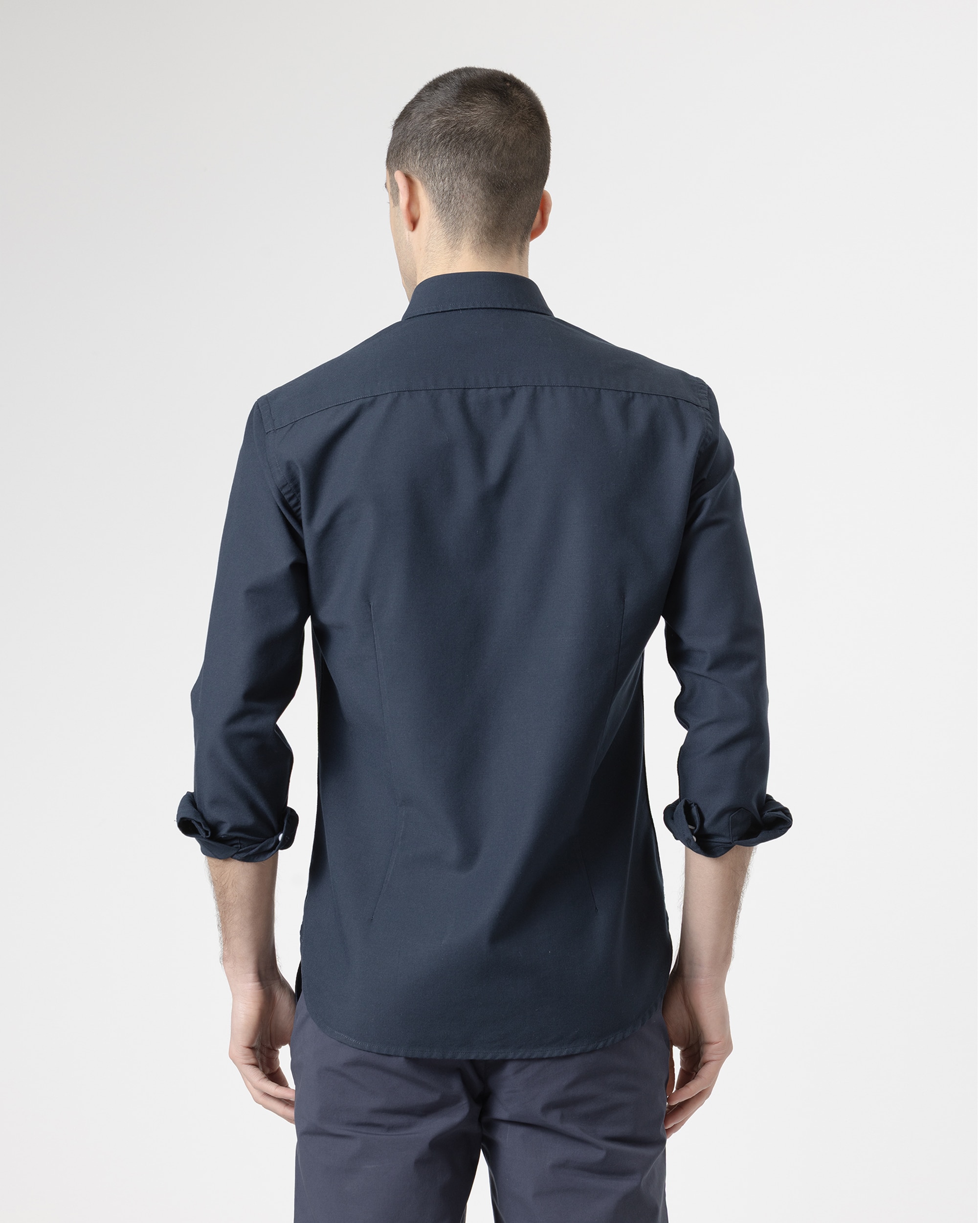 Imagen 4 de Camisa oxford de hombre slim fit - PuroEgo - Azul marino Azul marino