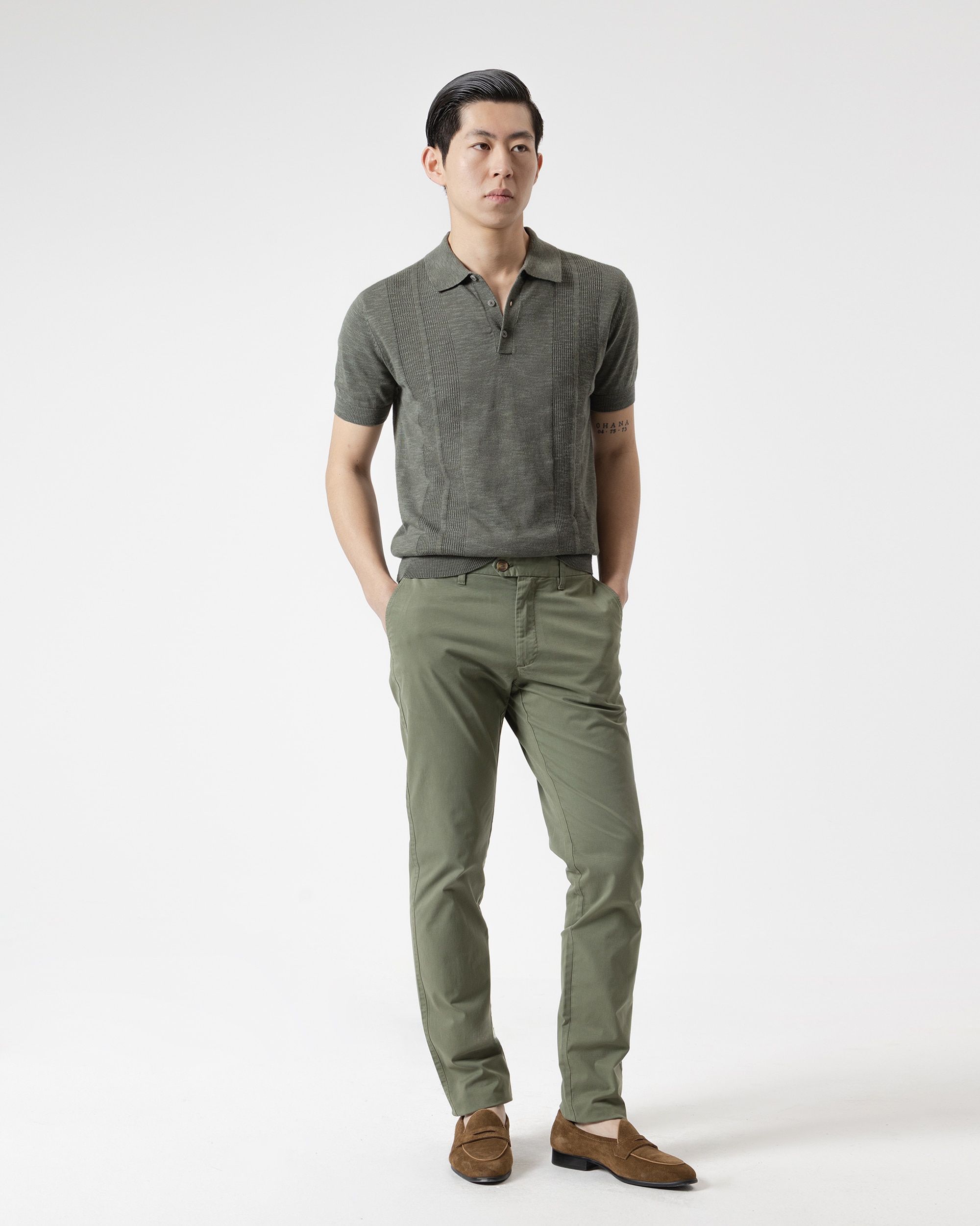 Imagen 0 de Pantalón chino twill de hombre algodón slim fit Verde