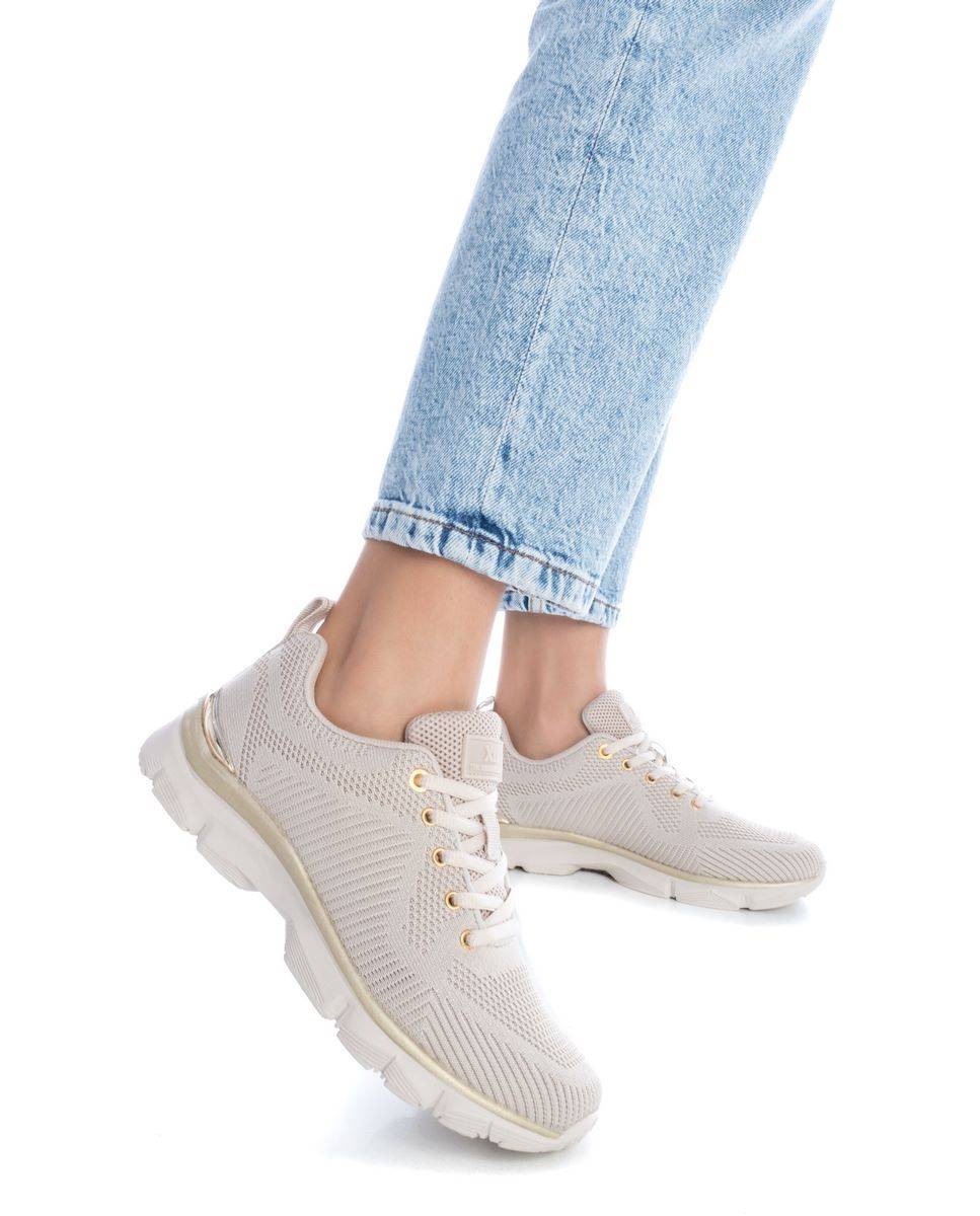 Zapatilla de mujer elástica con cordones - Xti - Beige Beige-2