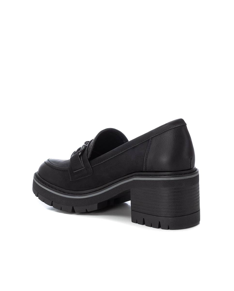 Mocasín de mujer con hebilla de antelina - Refresh - Negro Negro-4