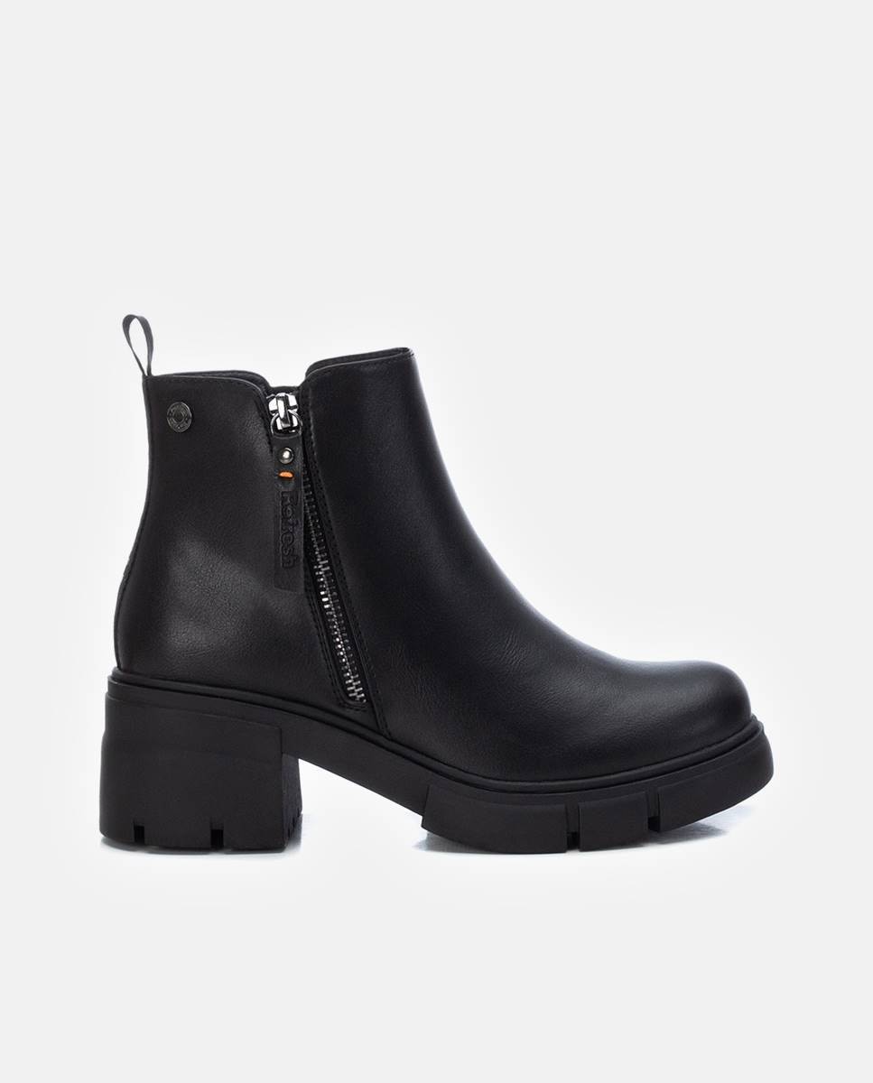 Botines de mujer sin cordones con cremallera - Refresh - Negro Negro-1