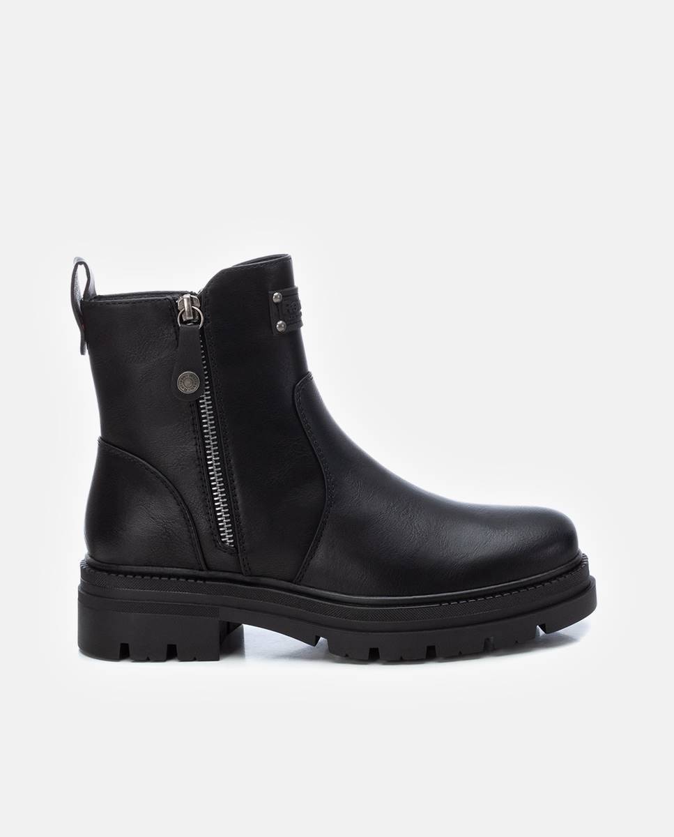 Botines básicos de mujer sin cordones con cremallera - Refresh - Negro Negro-1