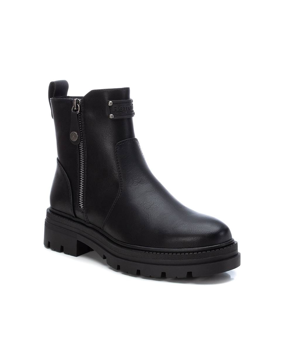 Botines básicos de mujer sin cordones con cremallera - Refresh - Negro Negro-3