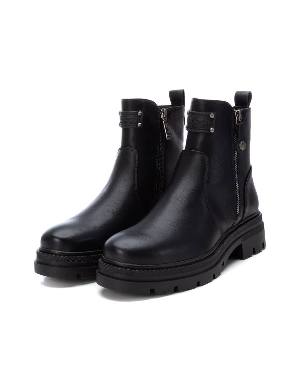Botines básicos de mujer sin cordones con cremallera - Refresh - Negro Negro-4