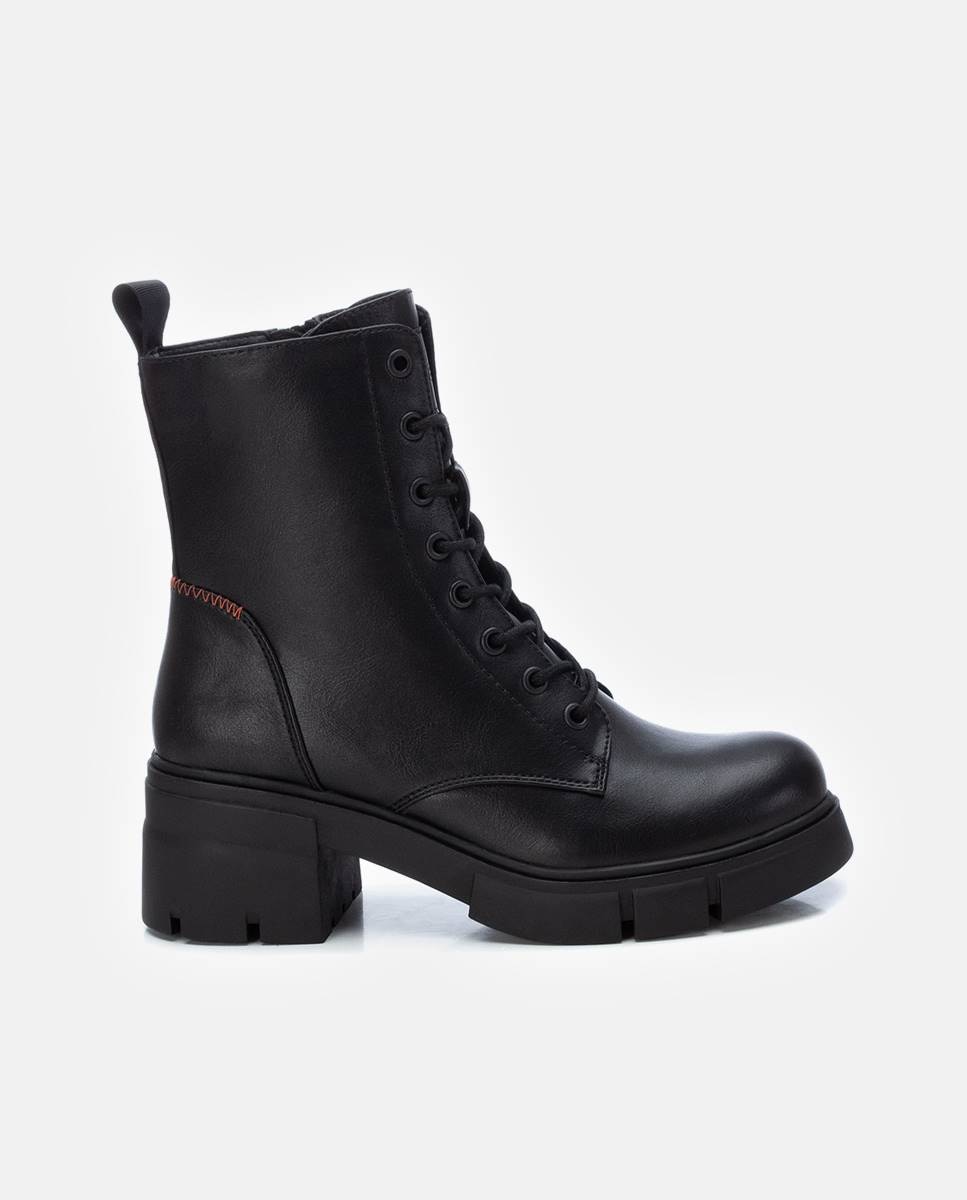 Botín de mujer con cordones y cremallera - Refresh - Negro Negro-1
