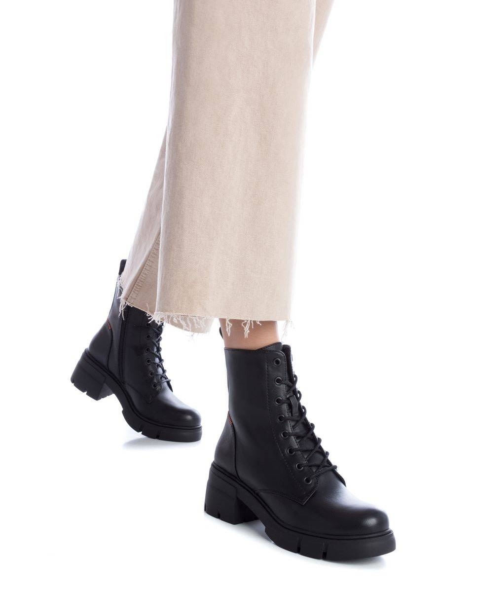 Botín de mujer con cordones y cremallera - Refresh - Negro Negro-2
