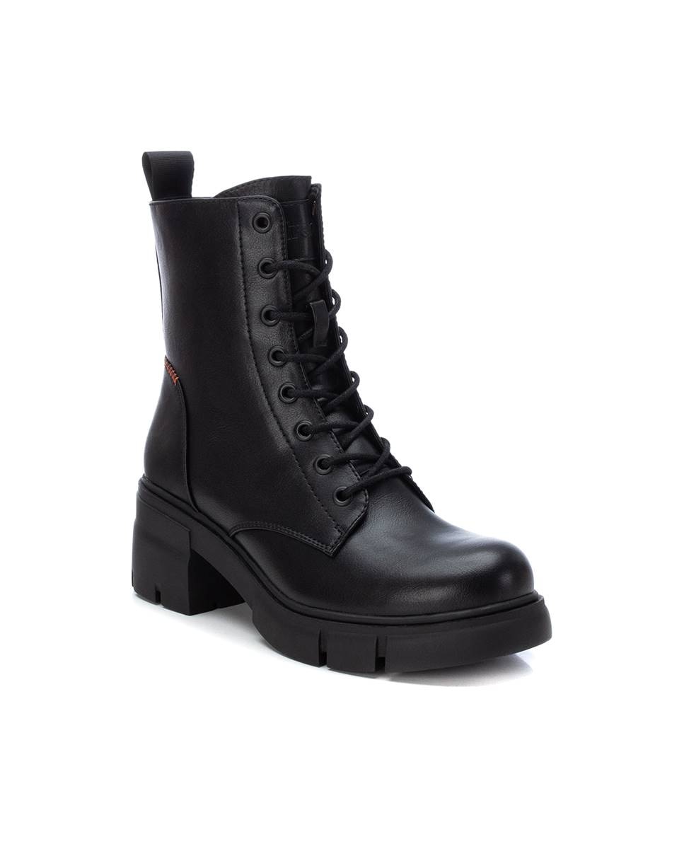 Botín de mujer con cordones y cremallera - Refresh - Negro Negro-3