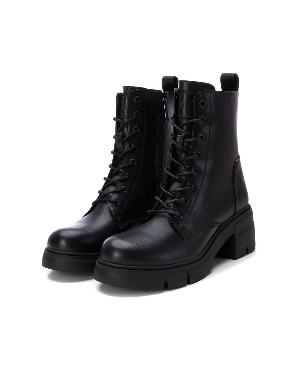 Botín de mujer con cordones y cremallera - Refresh - Negro Negro-5