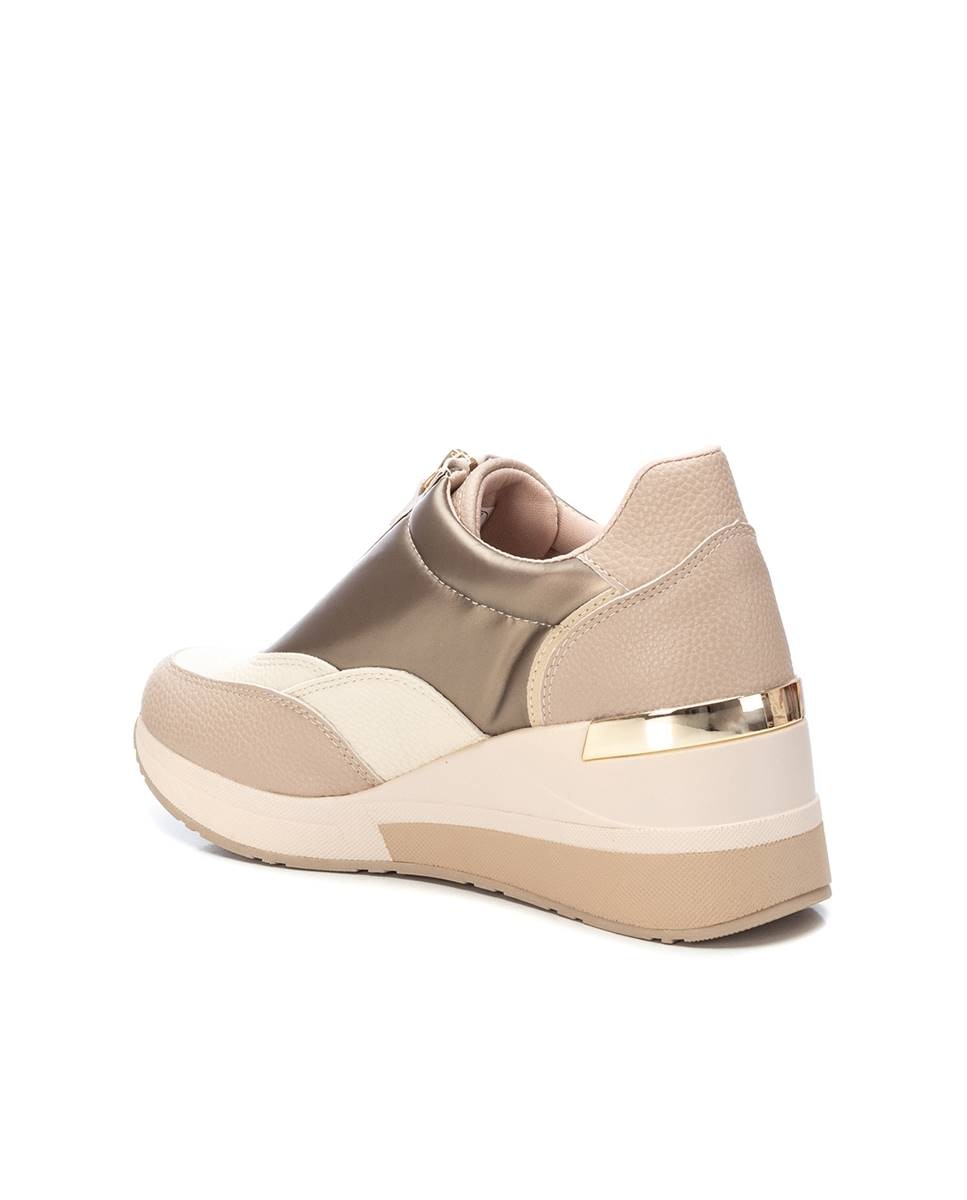 Zapatilla de mujer con cuña y cremallera frontal - Xti - Beige Beige-4