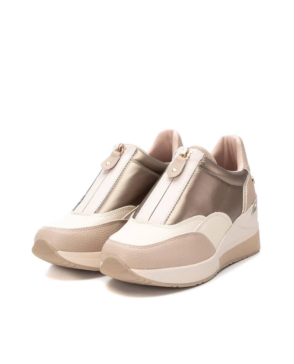 Zapatilla de mujer con cuña y cremallera frontal - Xti - Beige Beige-5