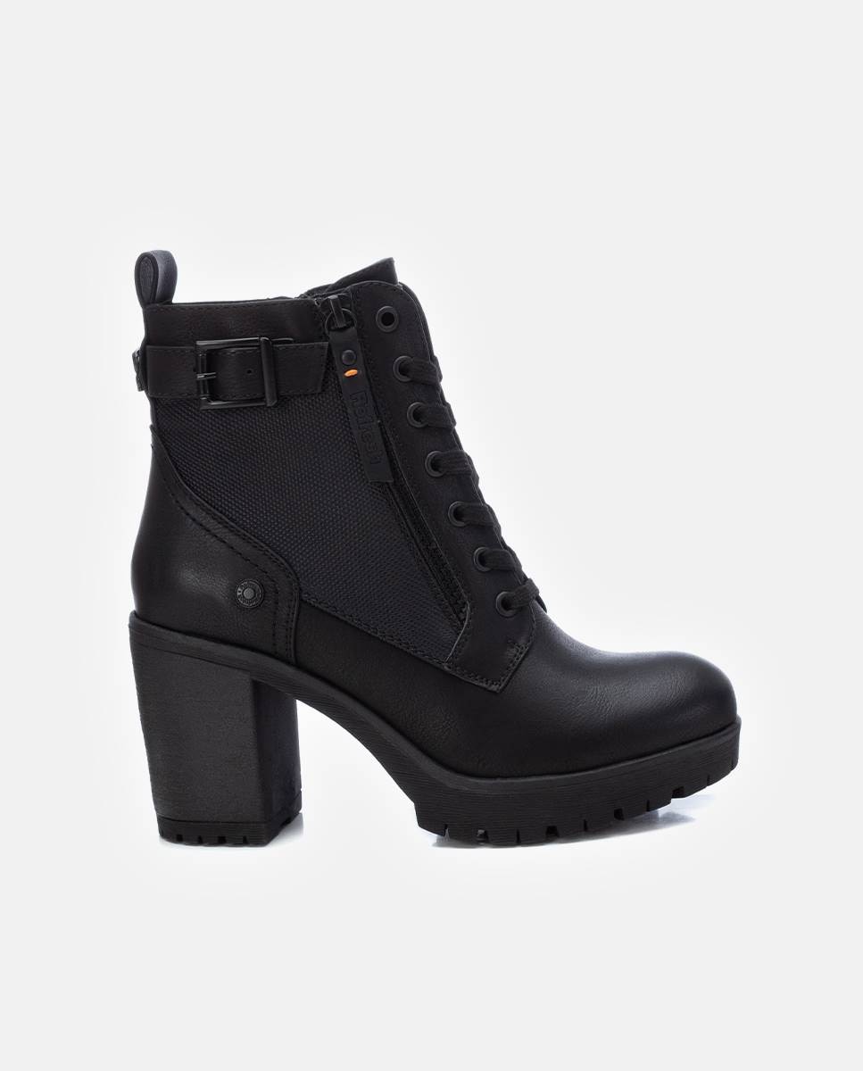 Botines de mujer con cordones y tacón alto - Refresh - Negro Negro-1
