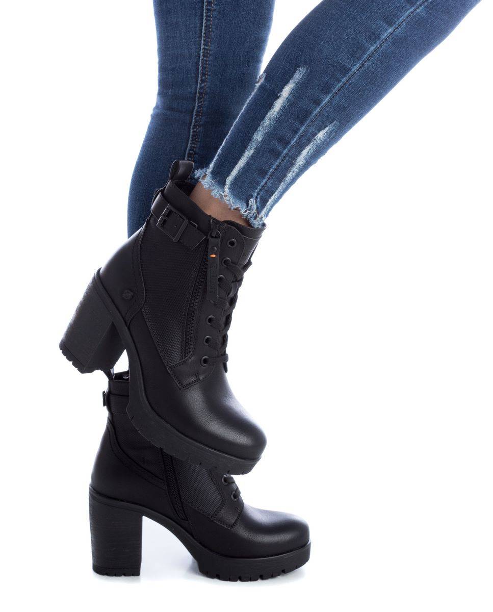 Botines de mujer con cordones y tacón alto - Refresh - Negro Negro-2
