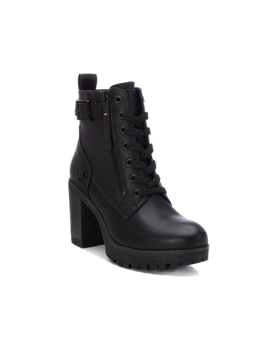 Botines de mujer con cordones y tacón alto - Refresh - Negro Negro-3