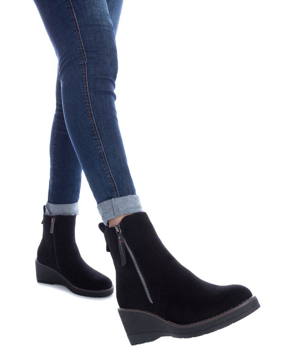 Botines de mujer con cuña y cremallera - Refresh - Negro Negro-2