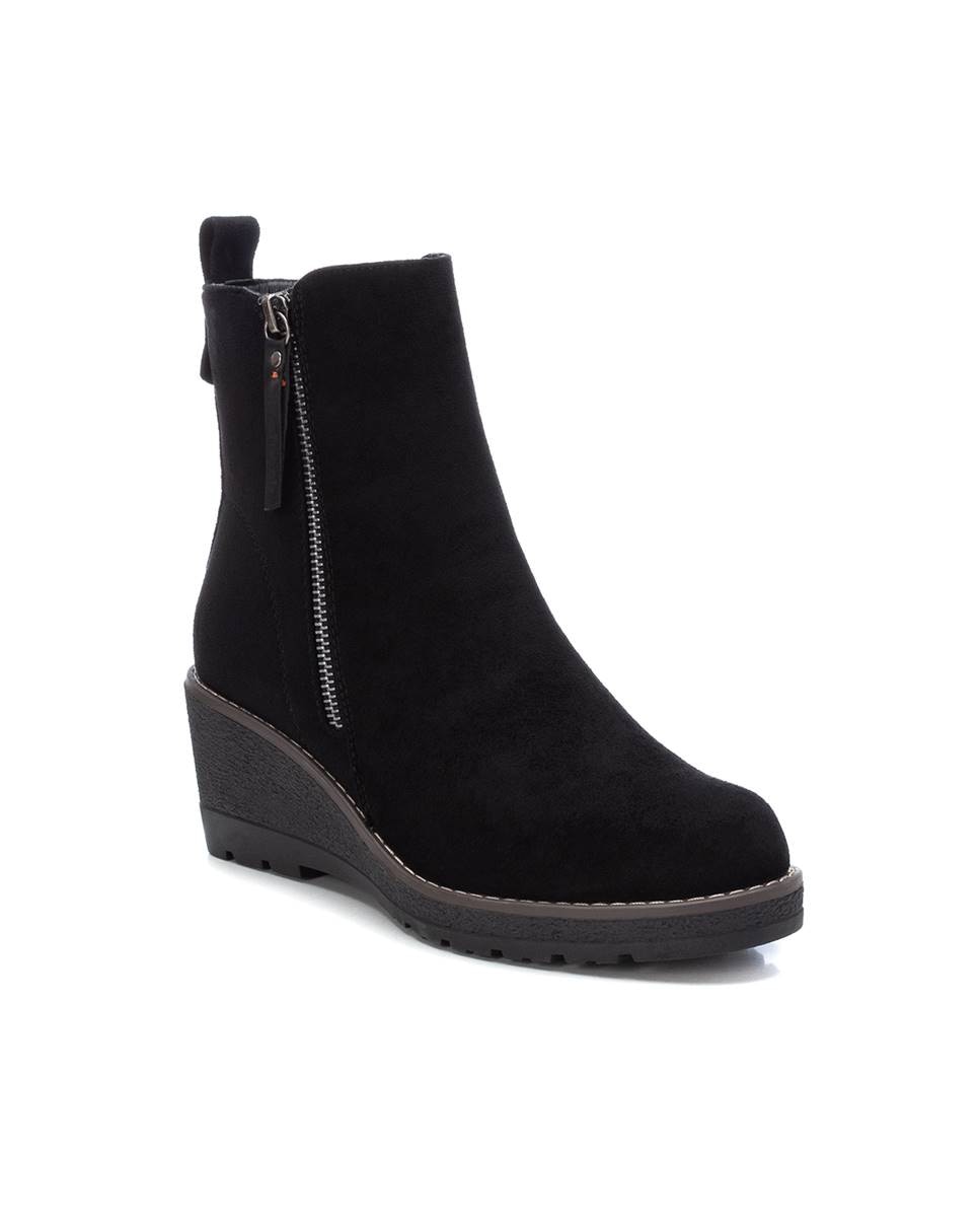Botines de mujer con cuña y cremallera - Refresh - Negro Negro-3