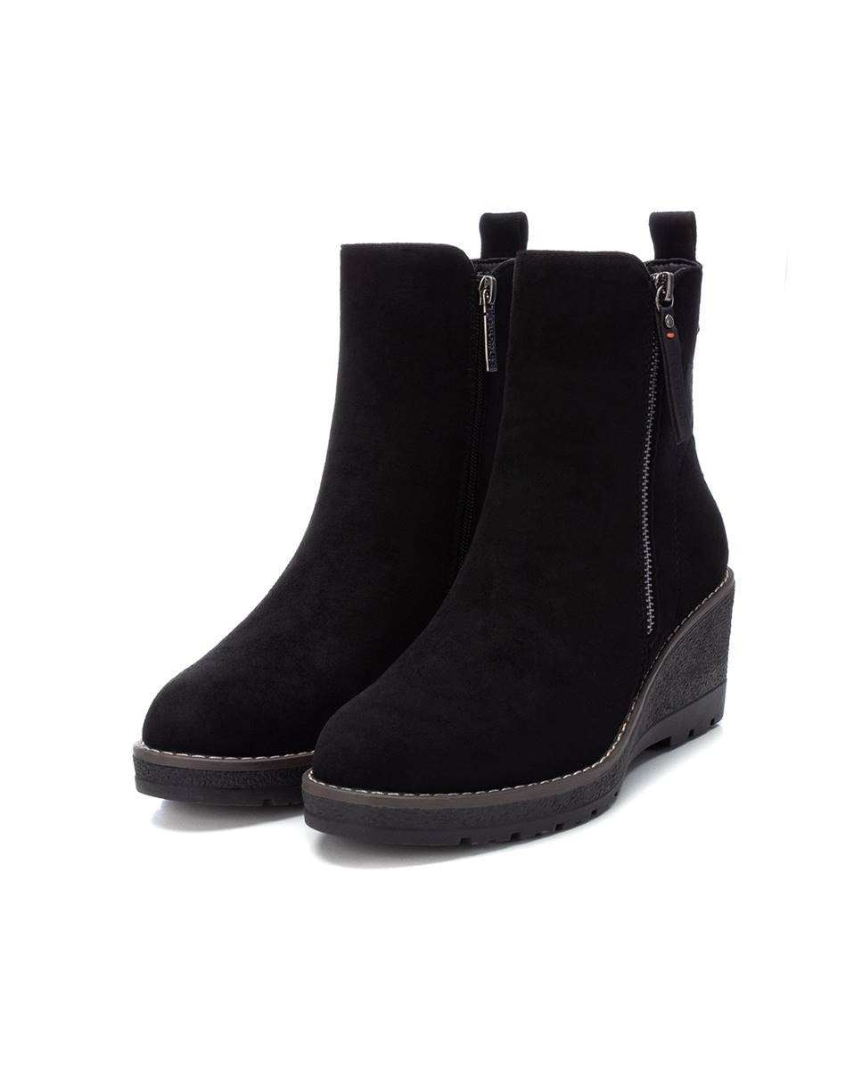 Botines de mujer con cuña y cremallera - Refresh - Negro Negro-5