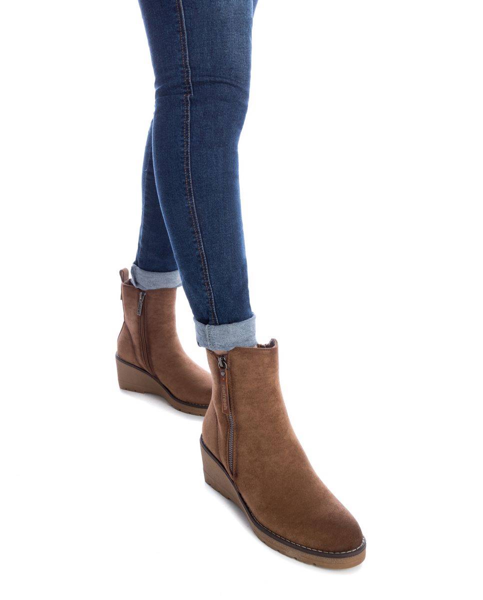 Botines de mujer con cuña y cremallera - Refresh - Camel Camel-2