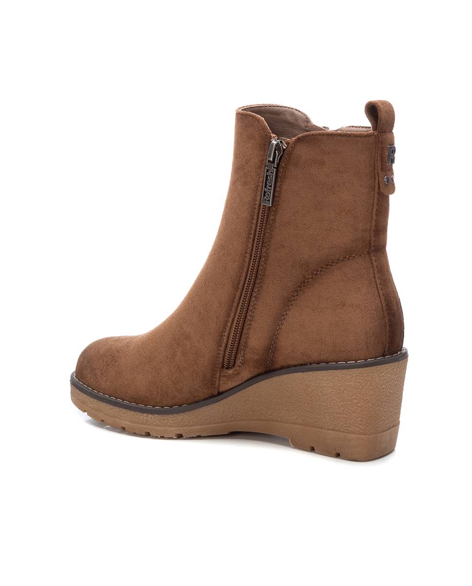 Botines de mujer con cuña y cremallera - Refresh - Camel Camel-4