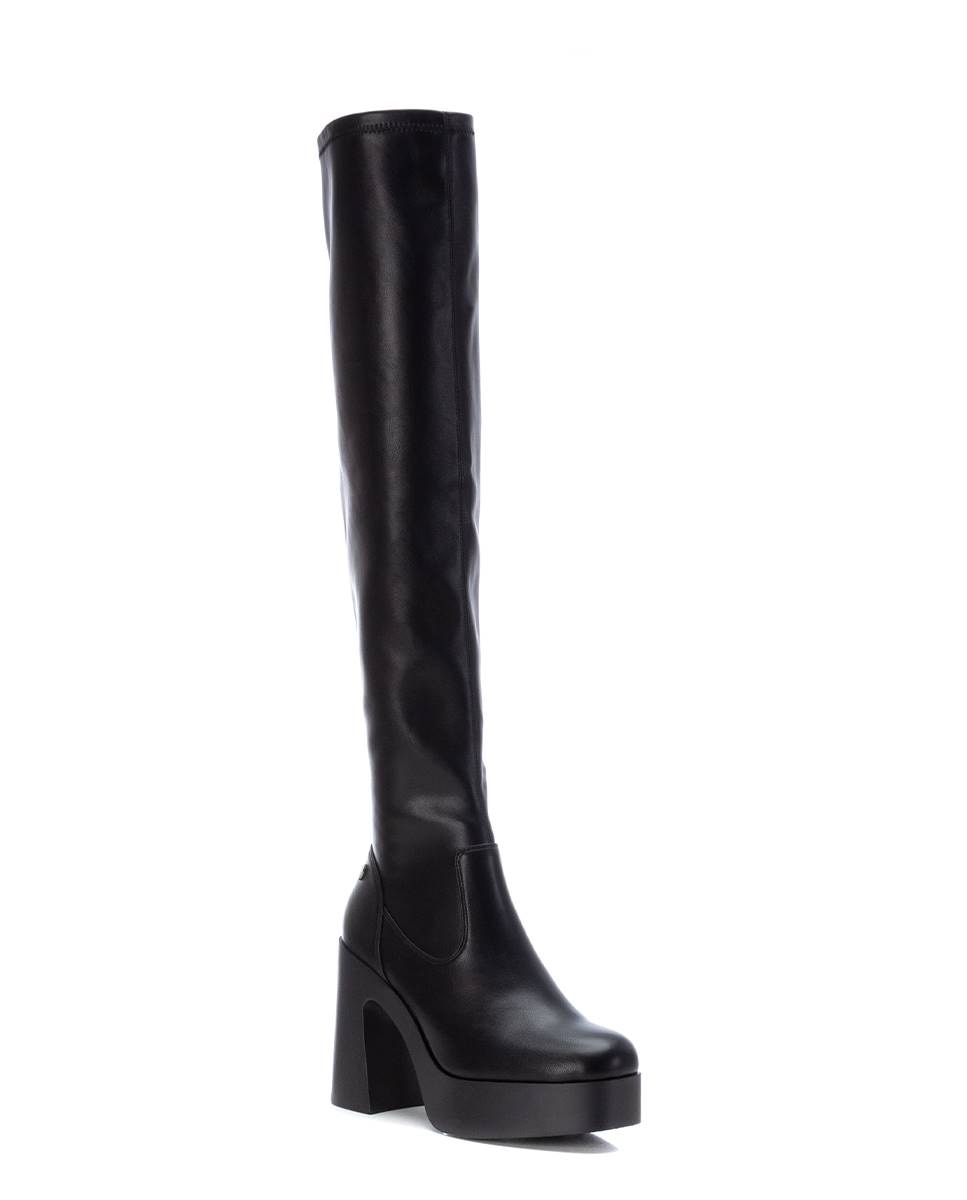 Bota de mujer extra larga con tacón y plataforma - Refresh - Negro Negro-4