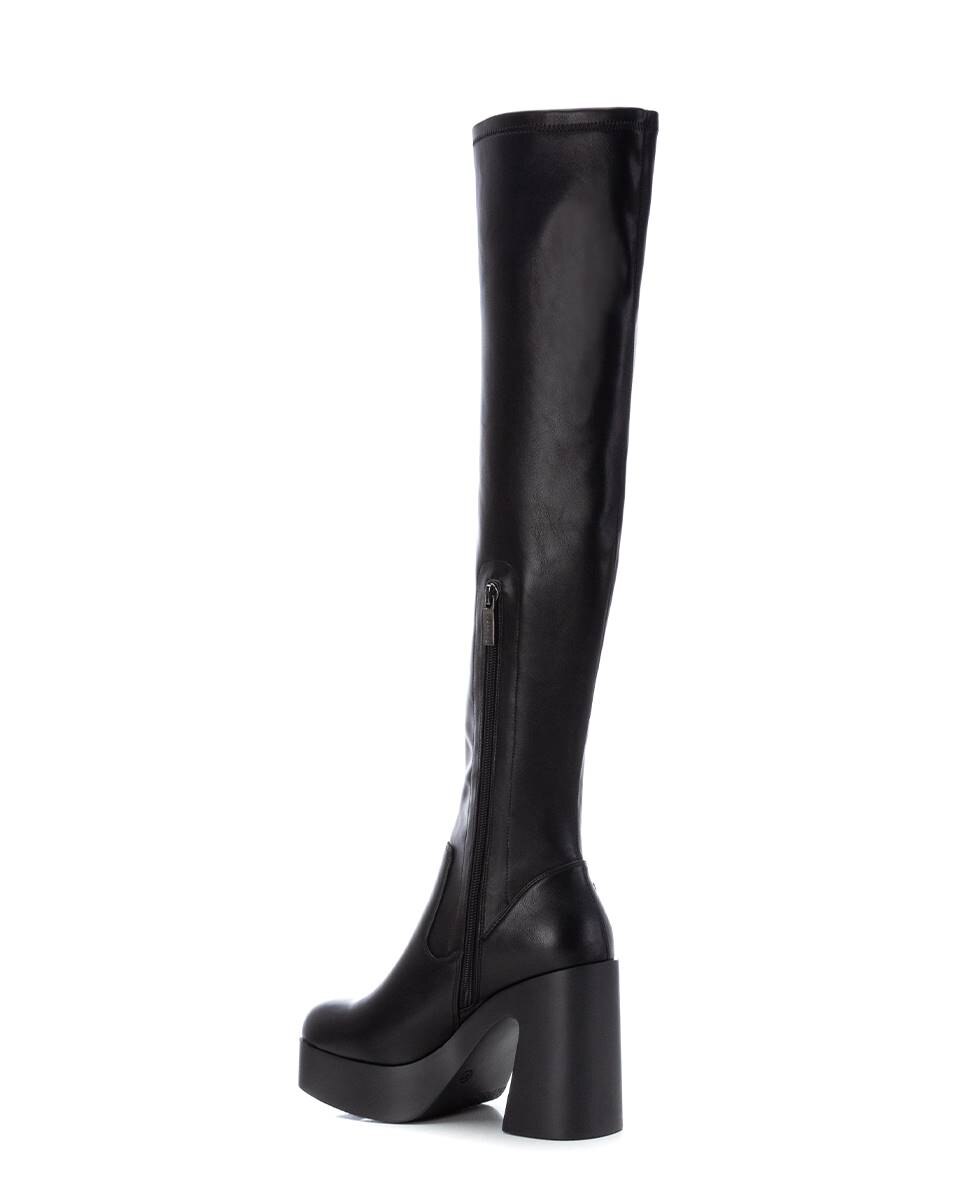 Bota de mujer extra larga con tacón y plataforma - Refresh - Negro Negro-5