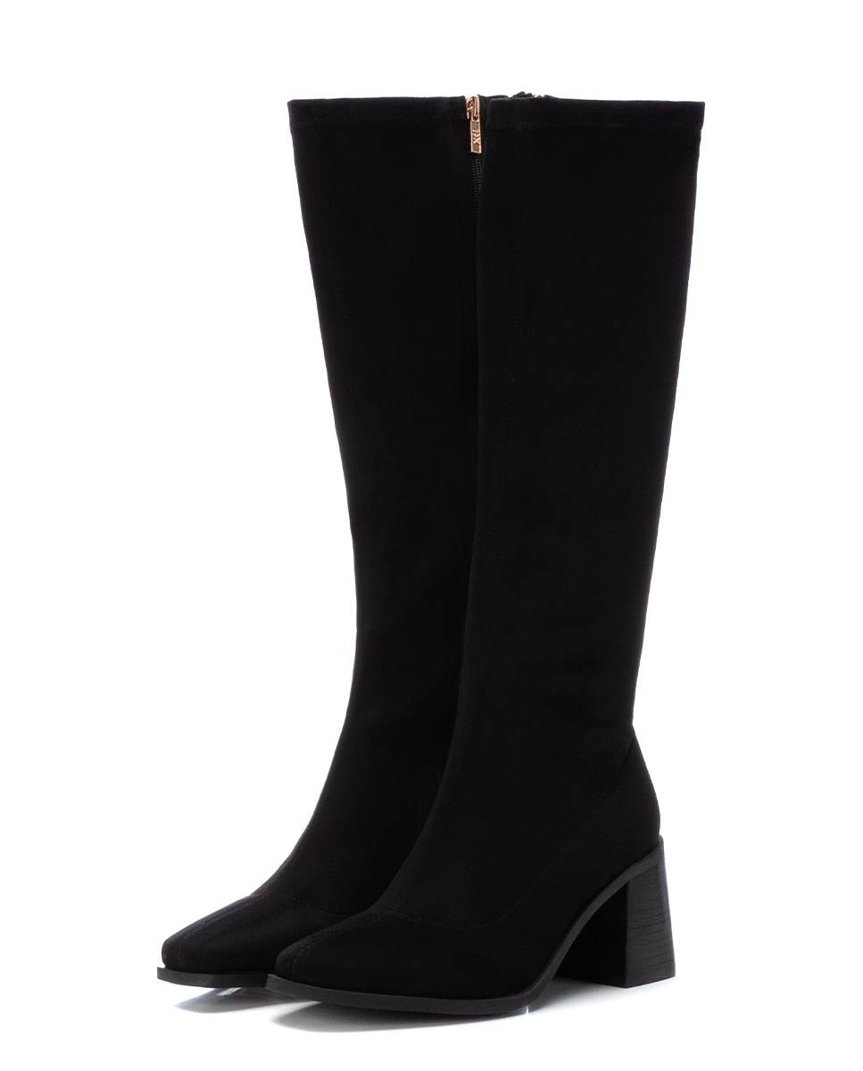 Bota alta de mujer en antelina - Xti - Negro Negro-5