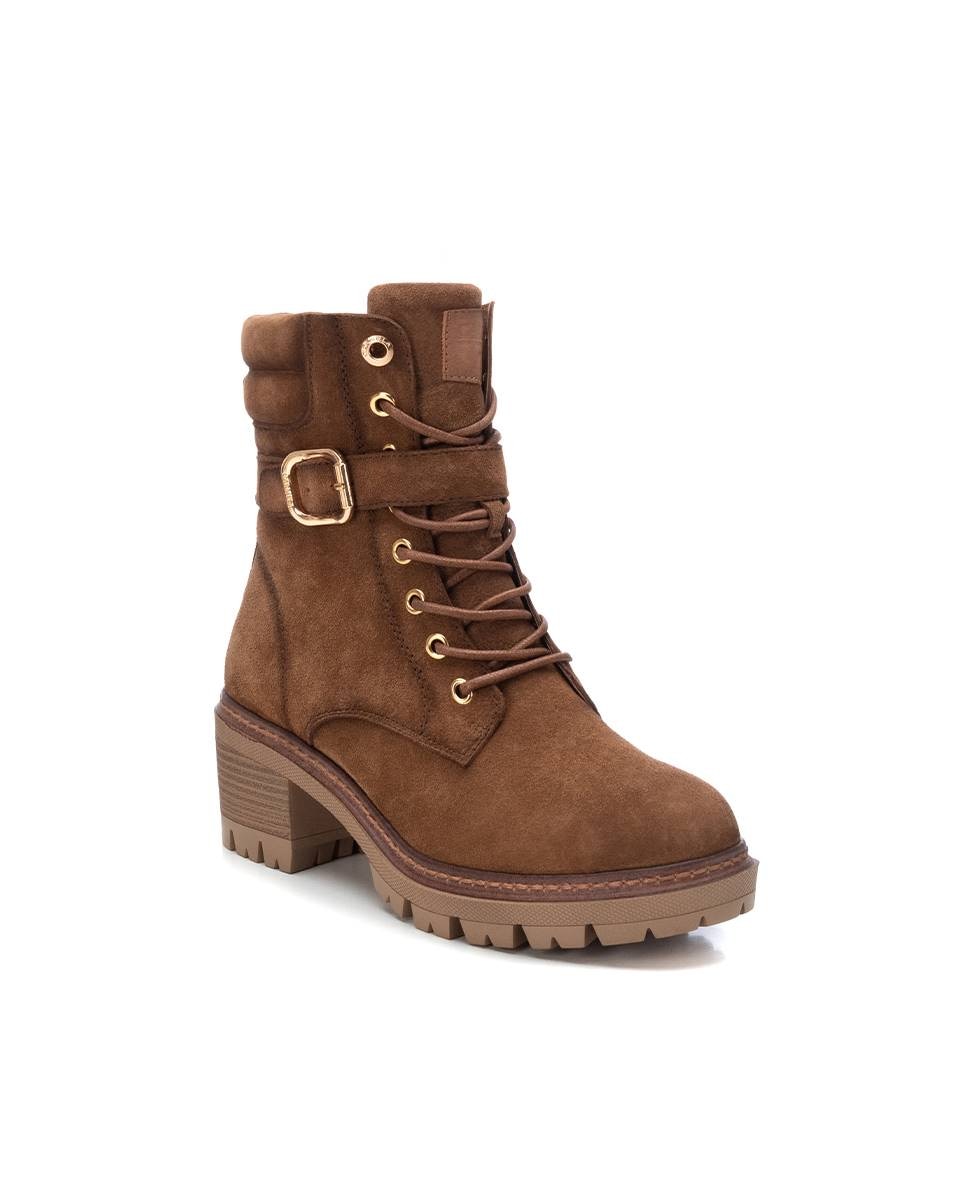 Botín de mujer con cordones de serraje - Carmela - Camel Camel-3