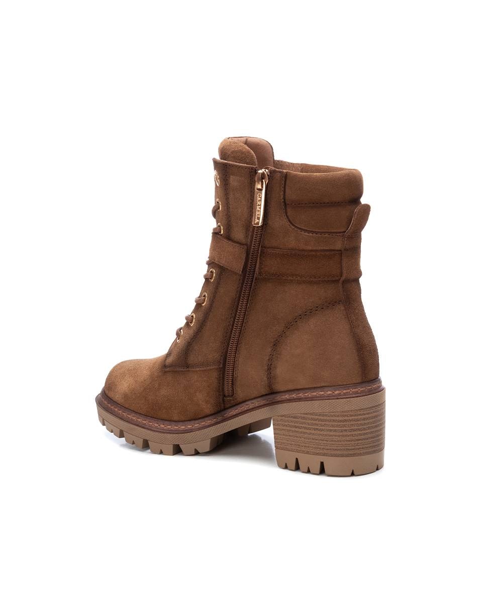 Botín de mujer con cordones de serraje - Carmela - Camel Camel-4