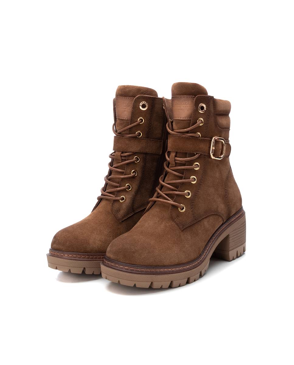 Botín de mujer con cordones de serraje - Carmela - Camel Camel-5