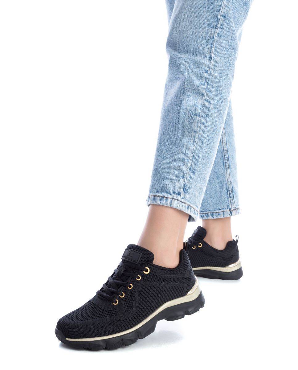 Zapatilla de mujer elástica con cordones - Xti - Negro Negro-2