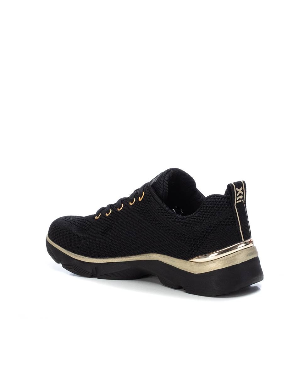 Zapatilla de mujer elástica con cordones - Xti - Negro Negro-4
