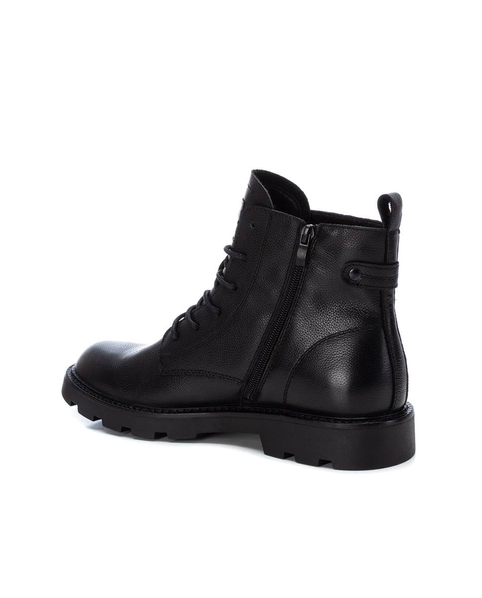 Botines de hombre de piel con cordones Negro-2