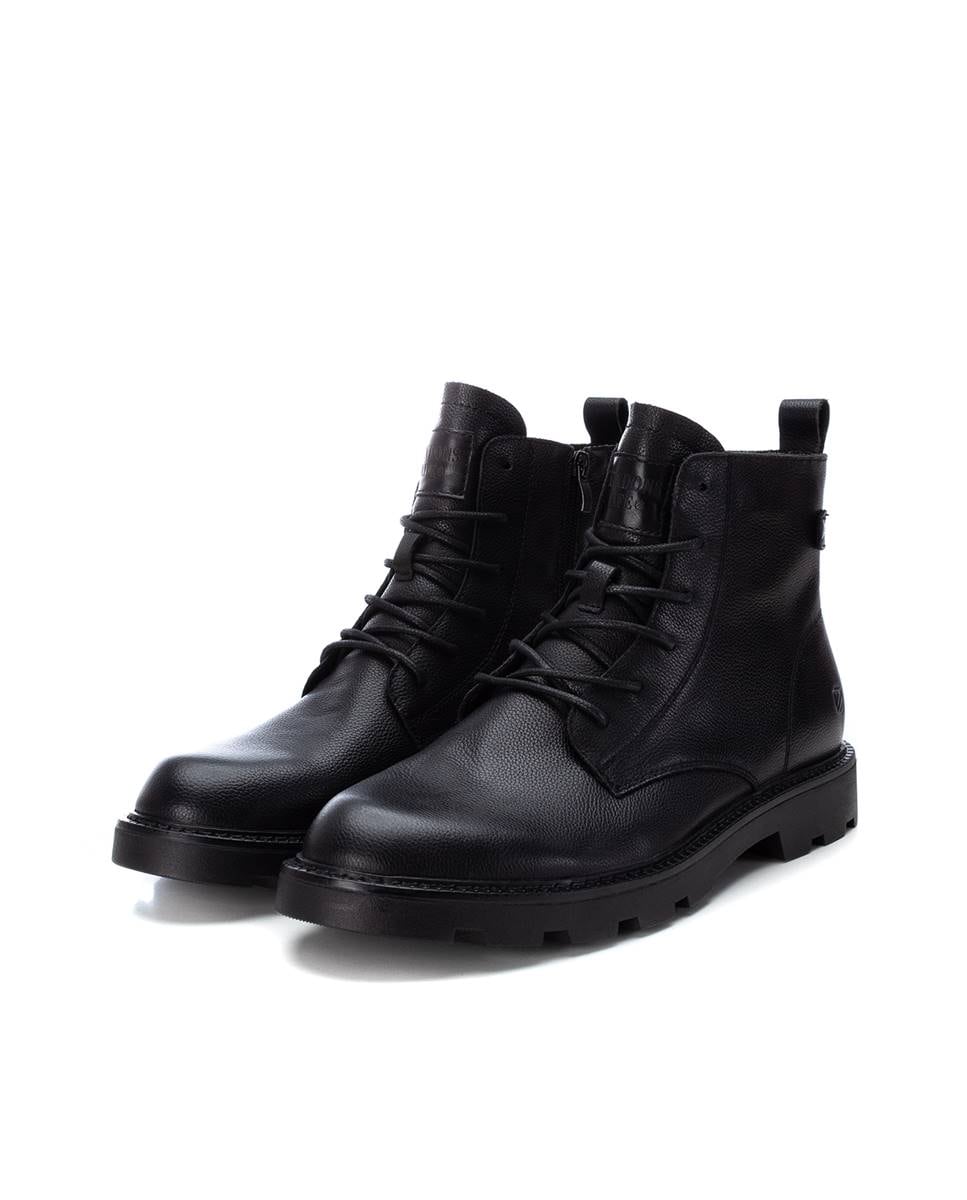 Botines de hombre de piel con cordones Negro-4