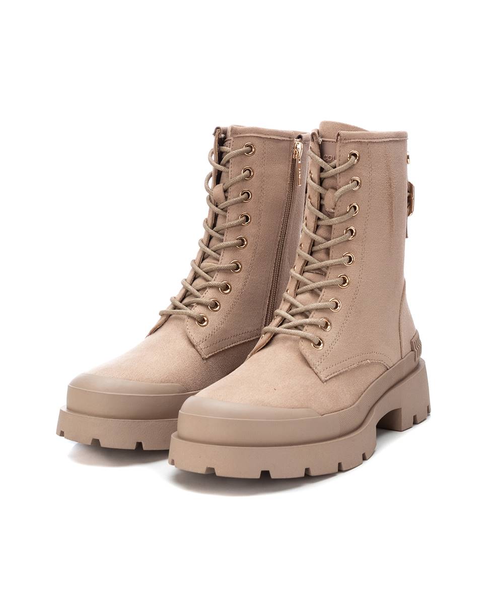 Botín militar de mujer con cordones - Xti - Beige Beige-4