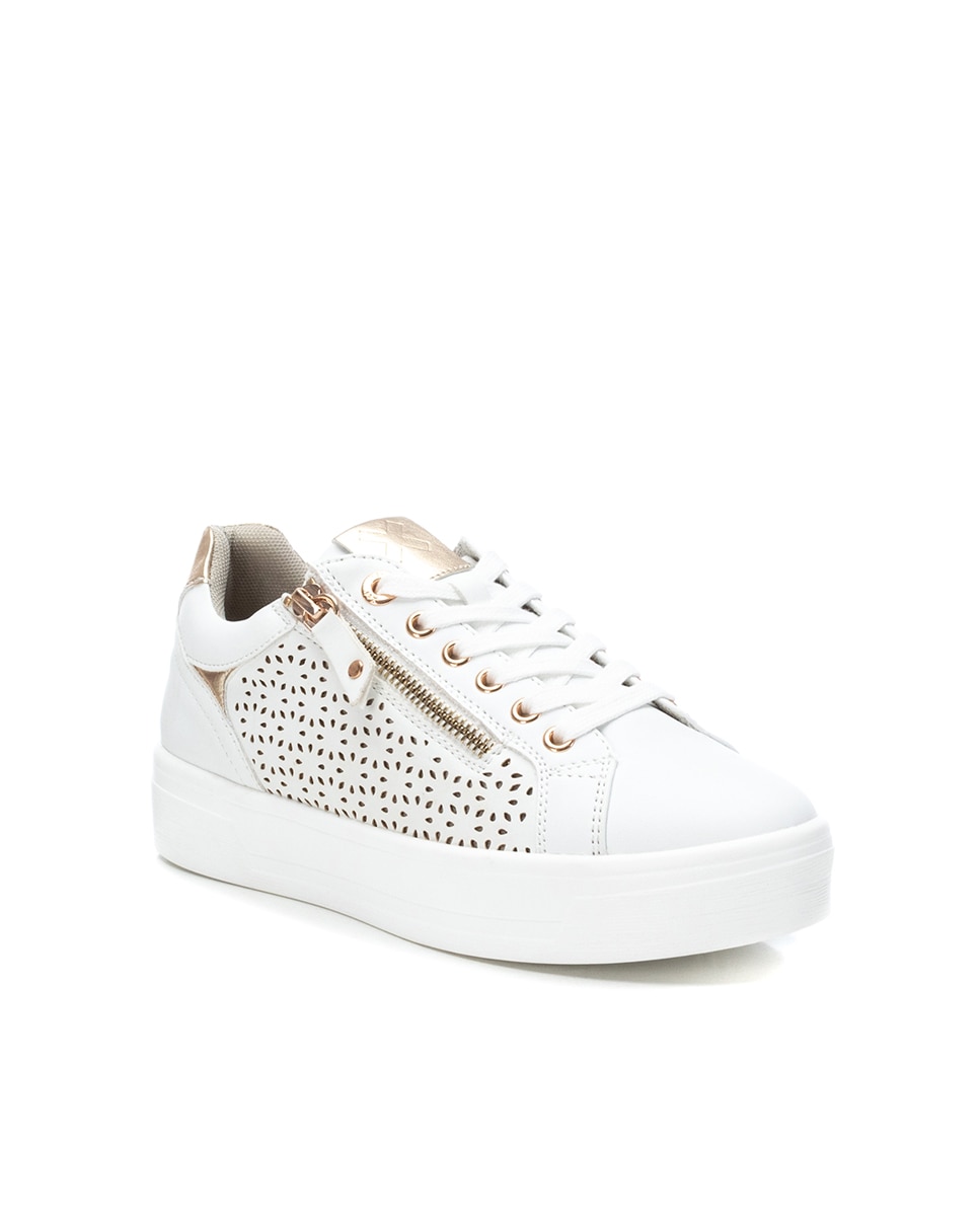 Zapatillas básicas de mujer con cordones - Blanco Blanco-2