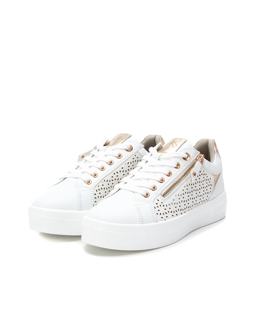 Zapatillas básicas de mujer con cordones - Blanco Blanco-4