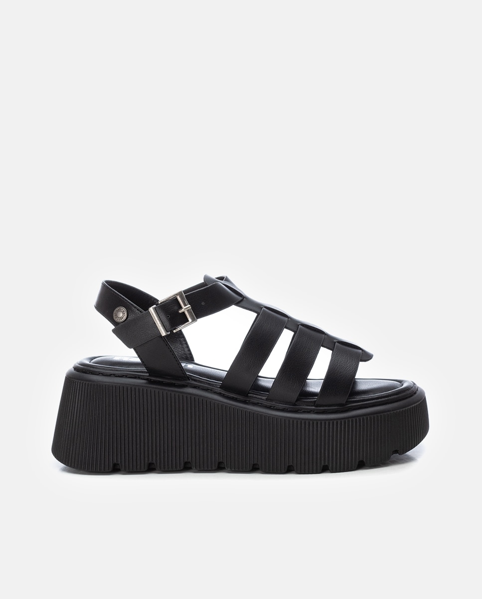 Refresh - Sandalias de cuña de mujer con cierre de hebilla.