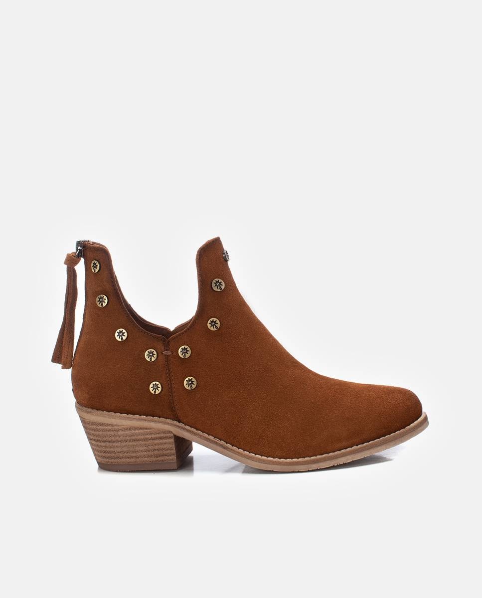 Botines de mujer de serraje con cremallera trasera