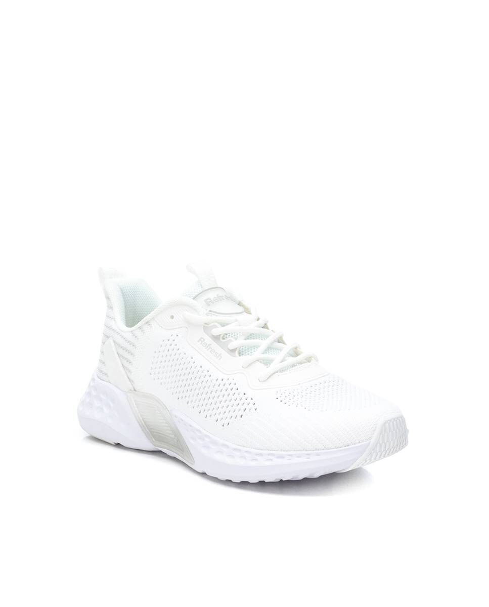 Zapatilla de mujer con cordones - Refresh - Blanco Blanco-3