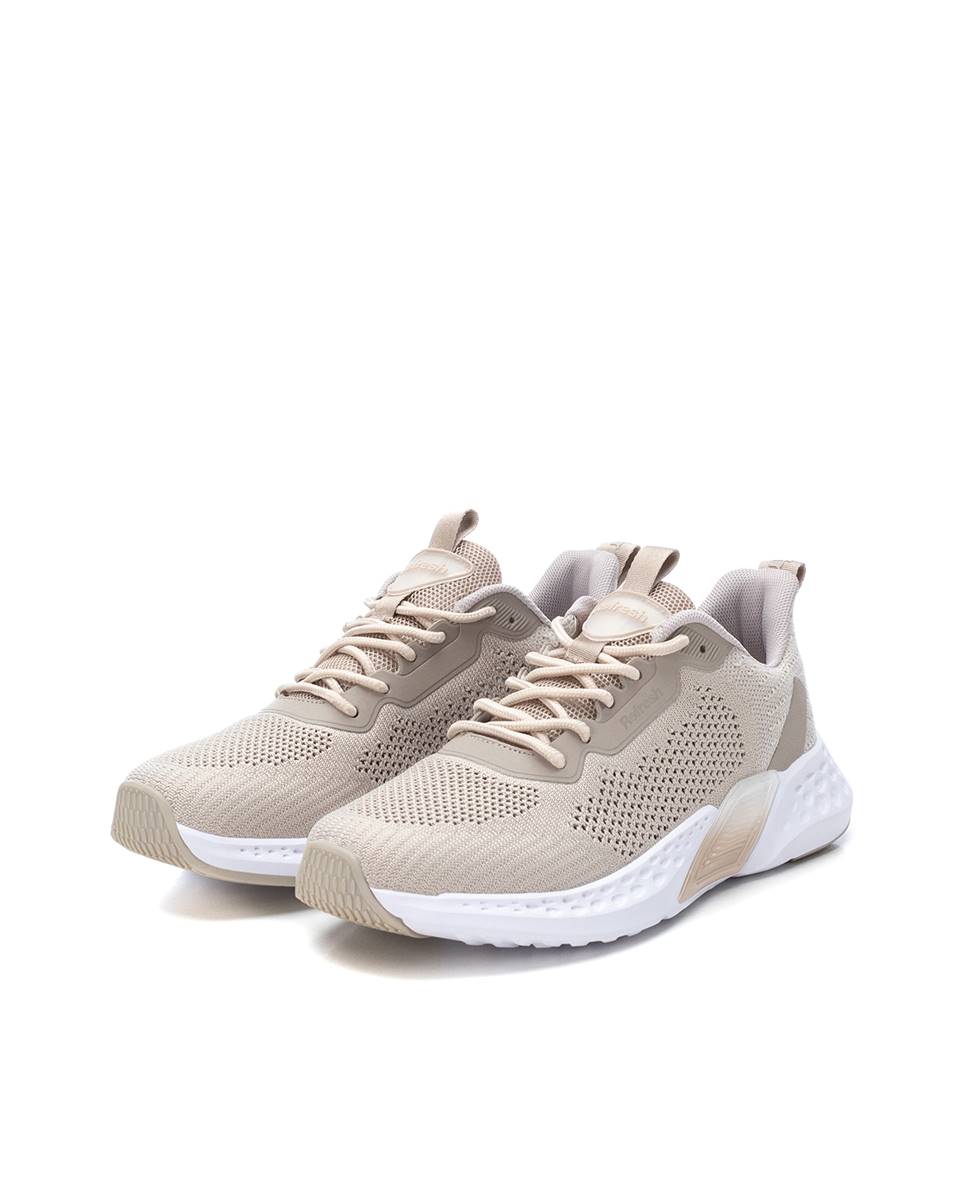 Zapatilla de mujer con cordones - Refresh - Beige Beige-4